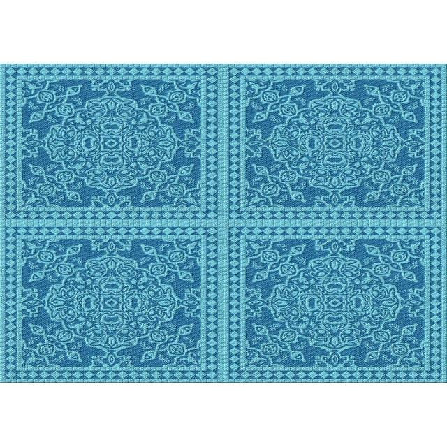 Ahgly Company Machine Washable Indoor Rectangle Transitional Bright Turquoise Blue Area Rugs, 3' x 5'