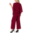 thumbnail image 3 of INSPIRE CHIC Women's 2 Pieces Sets Elegant Chiffon Sleeve Top Wide Legs Pants XL Burgundy, 3 of 6