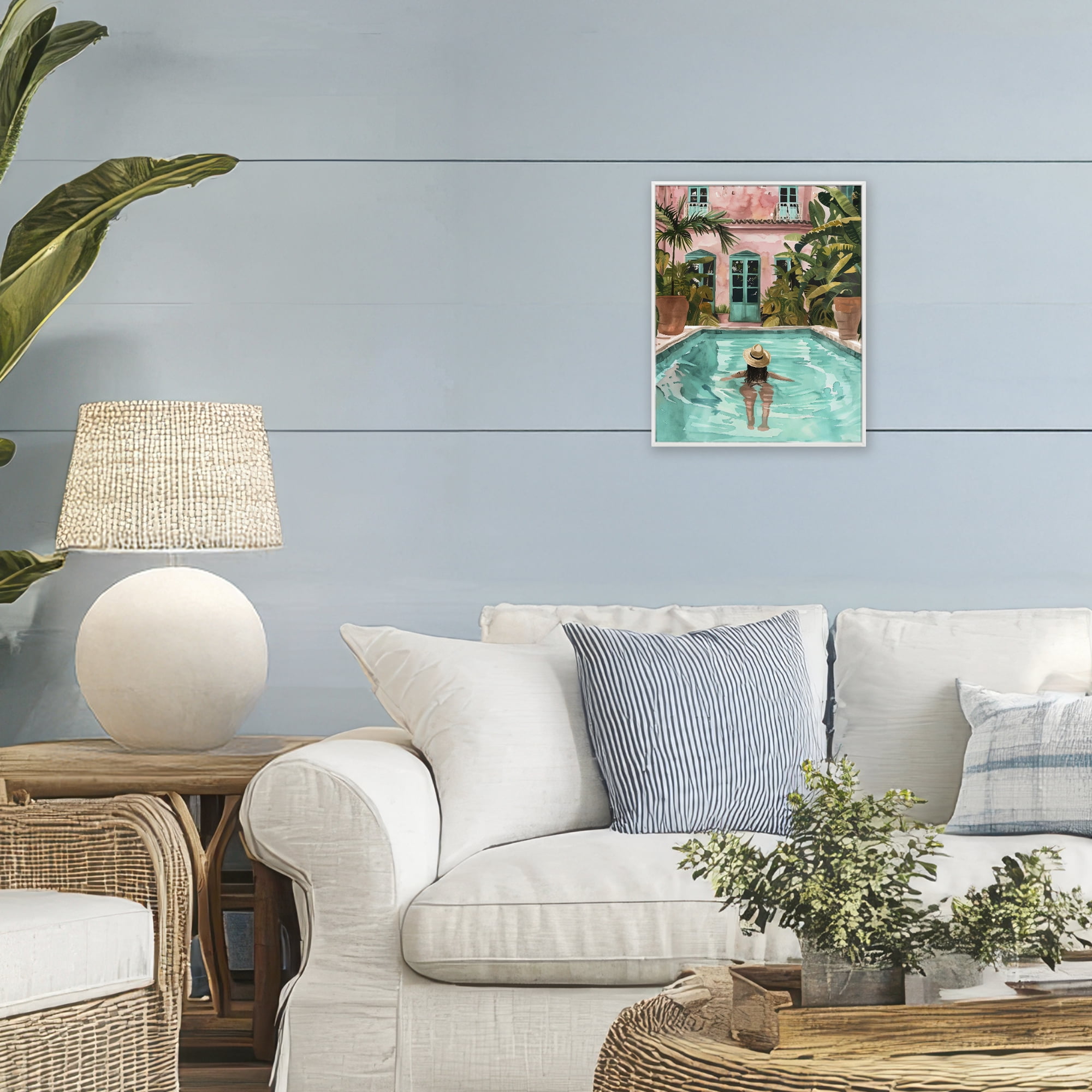 Stupell Industries Girl Swimming In Pool White Framed Giclee Art, design by The Prints Vibe