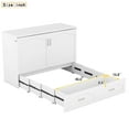 thumbnail image 6 of Full Size Murphy Bed Wall Bed with Sockets & USB Ports, Wooden Platform Bed Frame with 2 Drawers, Modern Cabinet Bed for Boys Girls Adults Guest Room Office, Pulley Structure Design, White, 6 of 7