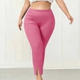 thumbnail image 5 of BRELIL Women's Plus Size High Waisted Stretch Ankle Pants Casual Solid Leggings Trousers Loose Fit Comfortable Yoga Lounge Pants Fall Winter Outfits, Hot Pink L, 5 of 9
