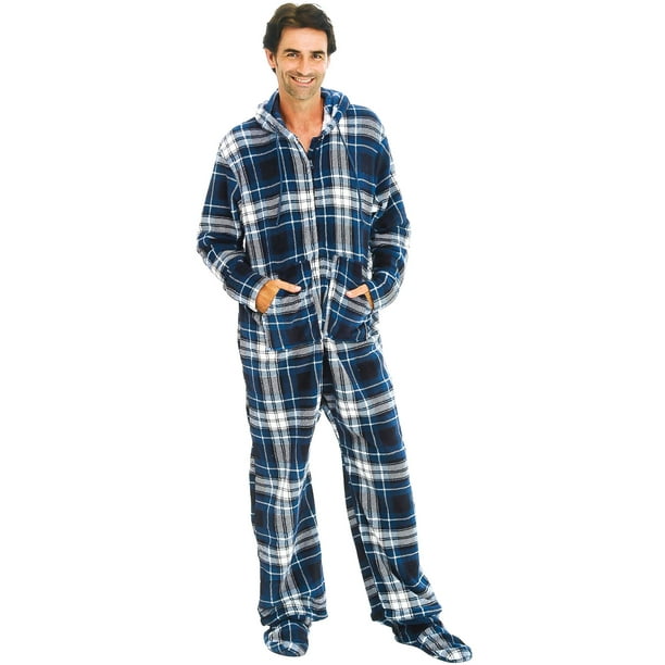 one piece footed pajamas for men