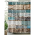 thumbnail image 2 of Boanket Polyester Fabric Teal Brown Farmhouse Shower Curtain, Vintage Retro Wooden Waterproof Bathtub Curtain Bathroom Decor Set with Hooks 72 x 84 Inches,, 2 of 6