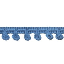 1" (2.5cm) Short Knitted Gimp Braid with Hanging Loop | Fringe Trim # CF01,, Persian Blue #I6 (Royal Cobalt Blue) Sold By The Yard (36"/3 ft/0.9m)