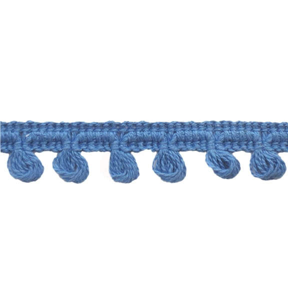 1" (2.5cm) Short Knitted Gimp Braid with Hanging Loop | Fringe Trim # CF01,, Persian Blue #I6 (Royal Cobalt Blue) Sold By The Yard (36"/3 ft/0.9m)