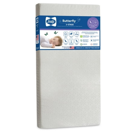 UPC 031878268032 product image for Sealy Butterfly 2-Stage Extra Firm Crib & Toddler Mattress  Foam  Waterproof Zip | upcitemdb.com