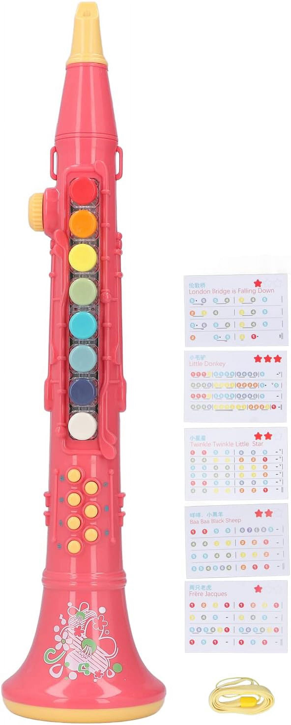 ABCISI Toy Clarinet, Children Musical Instrument Simulation Instrument Clarinet with Lights Volume Adjustable, Clear Sound, Beautiful Melody, Interesting to Play (Red)