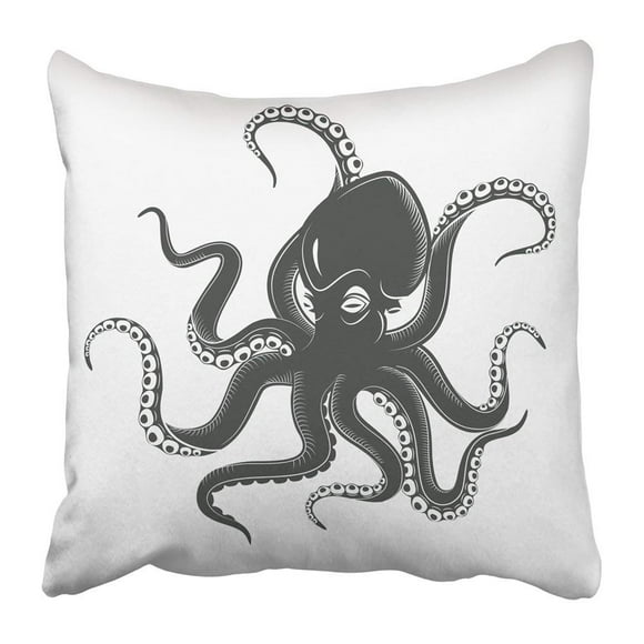 RYLABLUE Ocean Sea Octopus Monster Squid with Suction Cups on Tentacles Marine Cartoon Cuttlefish Octopoda Pillowcase 16x16 inch