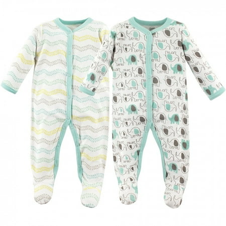 

Luvable Friends Baby Cotton Snap Sleep and Play 2pk Elephants 0-3 Months