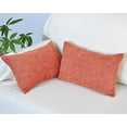thumbnail image 2 of 12x20 Lumbar Pillow Covers Pack of 2 Orange Textured Chenille Solid Cushion Cases For Sofa Accent Chair Couch, Rectangular Small Pillowcases, 2 of 7
