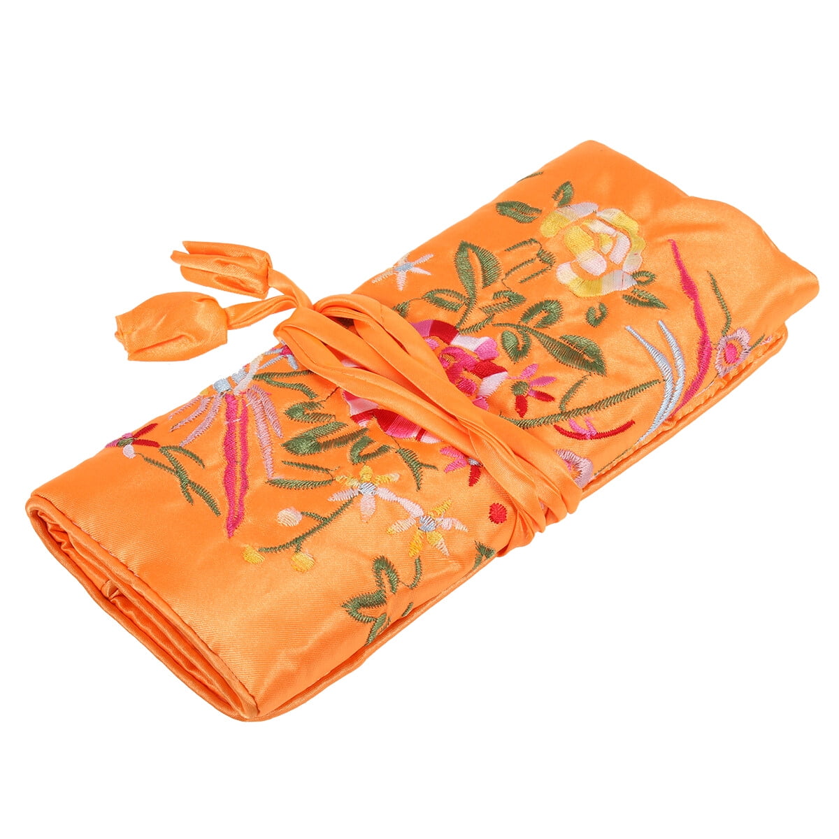 NUOLUX Handmade Embroider Flower Jewellery Roll Bag Embroidered