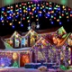 thumbnail image 3 of Cortina de luces LED navideñas para exteriores, impermeables, de 3 a 40 m, con forma de carámbano, para calle, jardín, casa, centro comercial, luces decorativas para aleros, 3 of 5
