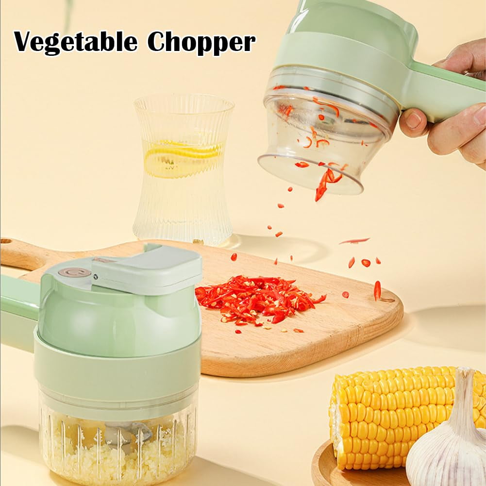4 In1 Wireless Vegetable Processor Chop Whisk Clean Recharge, Smart Kitchen Appliances Chopper Vegetable Cutter Electric Slicer Ultimate Multi-Functional Small Hand Held Food Egg Onion Chopper