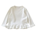 thumbnail image 5 of UAYOTSE Girls Long Sleeve Crew Neck Top with Hem Ruffle Trim, Kids Soft Solid Color Casual Fall Everyday Blouse Size 18-24 Months, 5 of 9