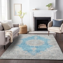 Addison Rugs Chantille Indoor/Outdoor Traditional Vintage Teal Washable Rectangle Rug, 10' x 14'
