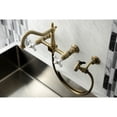 thumbnail image 2 of Kingston Brass KS1243PXBS Heritage Double-Handle Wall-Mount Bridge Kitchen Faucet with Brass Sprayer, Antique Brass, 2 of 8