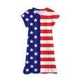 thumbnail image 3 of Quealent 4th of July Dress Girls Dresses Summer Swing Short Sleeve Casual Clothes for Little Kids Independence Day Outfits Blue,5-6 Years, 3 of 4