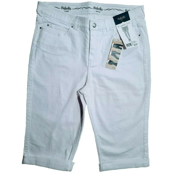 Rafaella Womens Comfort Rolled Hem Skimmer (White, 12)