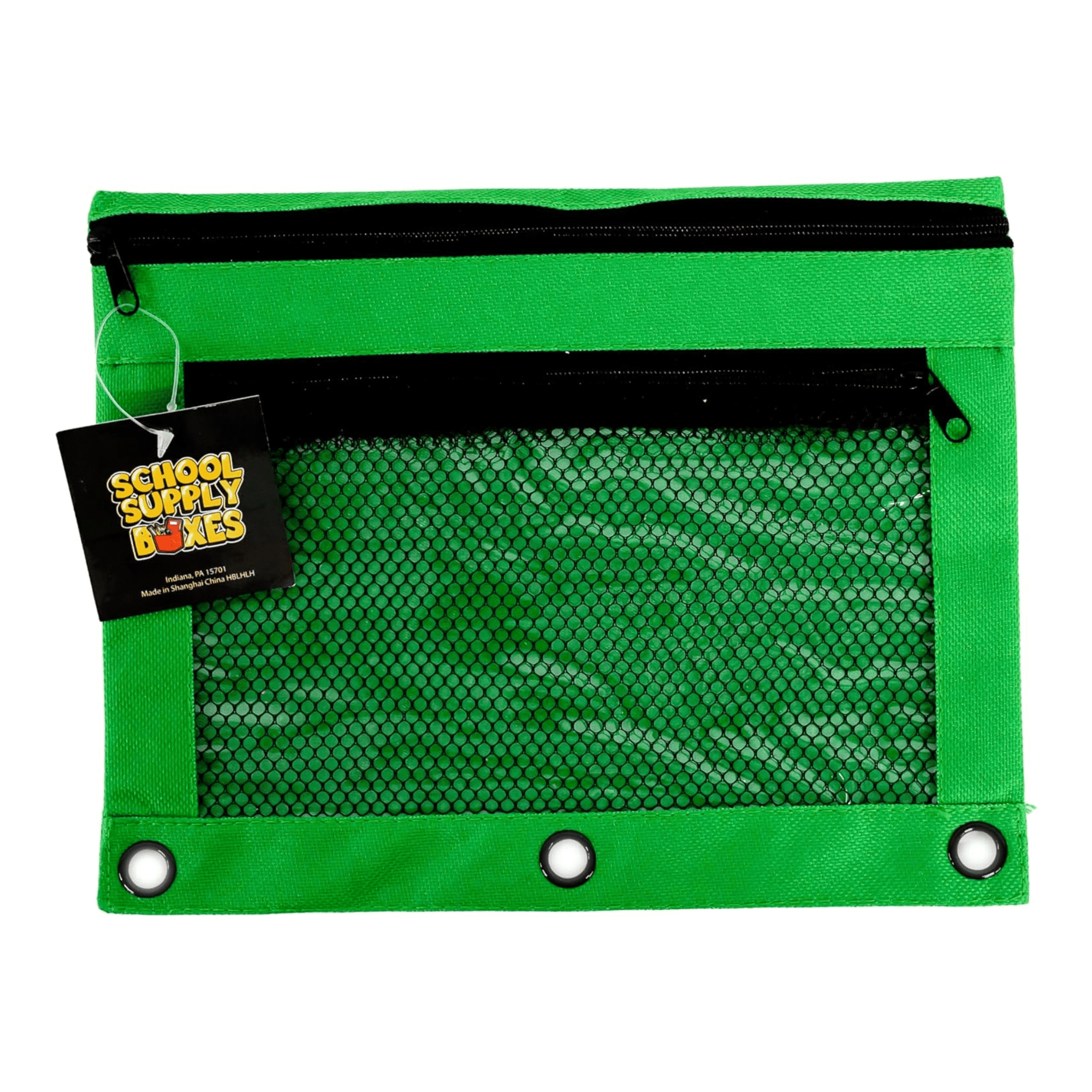 School Supply Boxes | 3 Ring Pencil Bag / Binder Pouch  | 96 Pack | Various Colors (Red, Blue, Green Yellow, or Black)
