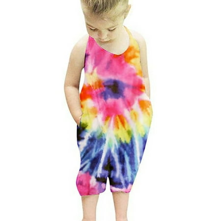 

Pudcoco Baby Girl Tie Dye Halter Romper Harem Jumpsuit Sleeveless Overalls Playsuits