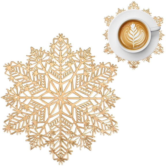 Juego de 1 Manteles Individuales Redondos de Vinilo Dorado Metálico, Lavables, Antideslizantes, Resistentes al Calor, Decoración de Comedor y Fiestas, 15 in / 38 cm