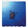 thumbnail image 3 of Ambesonne Ocean Shower Curtain, Sea Turtle in Deep Sea, 69"Wx75"L, Aqua Navy Brown, 3 of 5