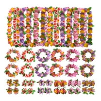 Dream Lifestyle 4/16 PCS Hawaiian Leis Set, Colorful Hula Dance Garland, Artificial Flowers Lei, Headband and Wristband, for Hula Dance Luau Party, Favors Celebrations Decor