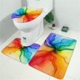 thumbnail image 2 of Colorful Ink Pattern Bathroom Rugs Sets 3 Piece,Toilet Cover Set,Absorbent Non Slip Bathroom Mats Sets with U-Shaped Contour Rug Toilet Rug Set, 2 of 5