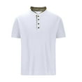 thumbnail image 5 of SEAOPEN Mens Waffle Henley Shirt Fashion Collar Short Sleeve T Shirt Slim Fit Knitted Stylish Basic Pullover Tees Today White,S, 5 of 5