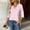 Pink, variant on Women's Fashion Print Long Sleeve V-Neck Shirt, Polka Dot Printed Button-Down Top
