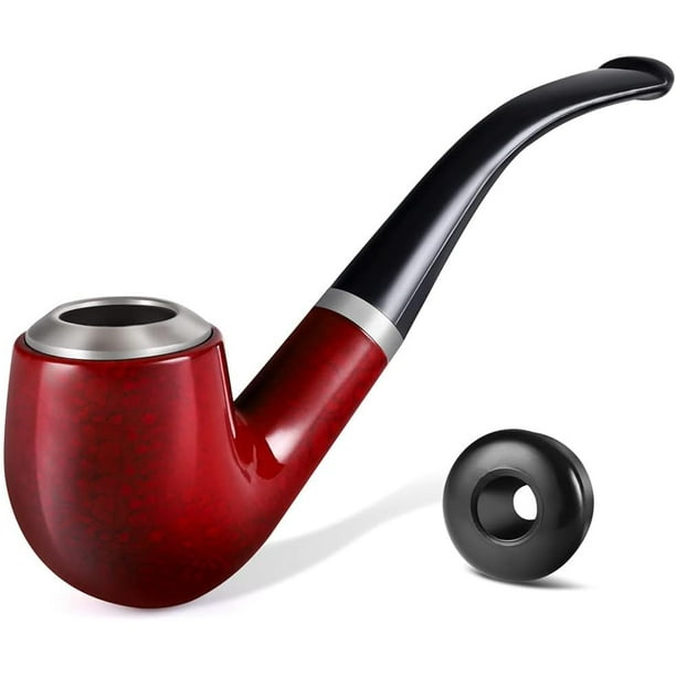 Pipa de tabaco, pipa de tabaco completamente doblada para fumar, pipa de plástico similar a la madera con perilla, liviana e impermeable, juego de regalo para fumar para principiantes