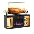 thumbnail image 5 of Bestier Modern Electric Fireplace TV Stand for TVs up to 55", with LED and Glass Shelves, High Gloss Finish, Black Marble, 5 of 11