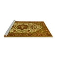 thumbnail image 2 of Ahgly Company Machine Washable Indoor Square Medallion Yellow Traditional Area Rugs, 5' Square, 2 of 4