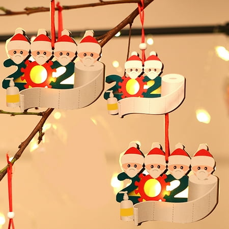 

Luminous LED Light Wooden Snowman Pattern Christmas Tree Home Pendant Decoration Beige Wooden
