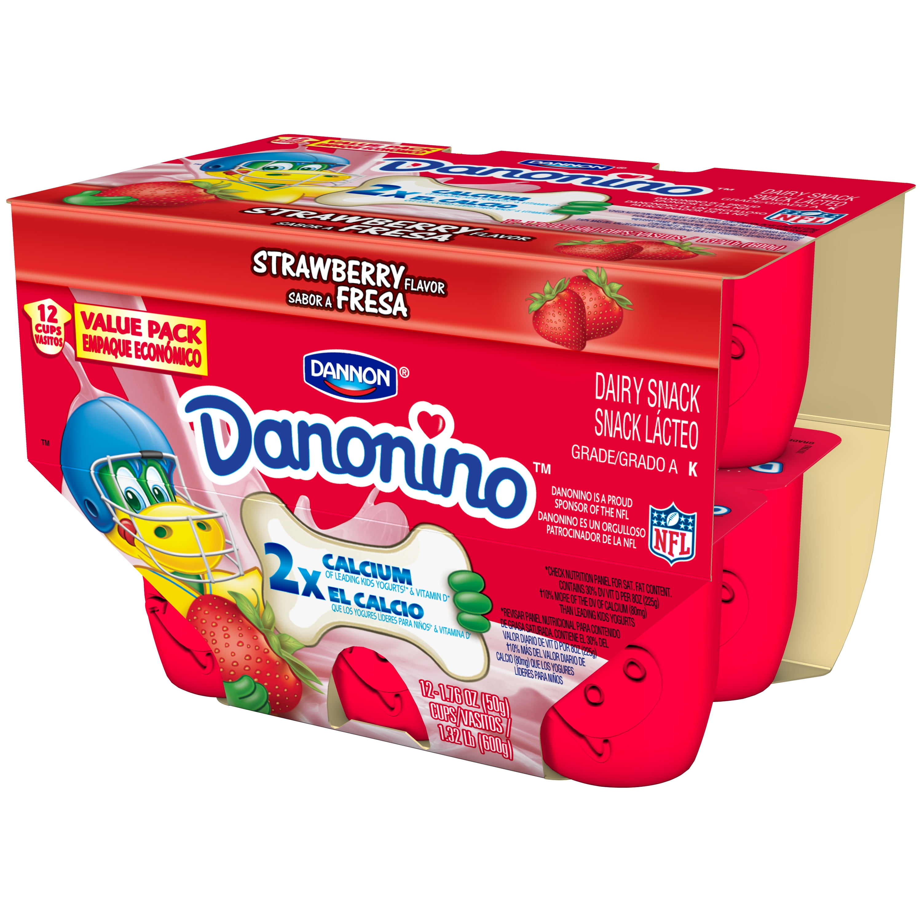 Danonino Strawberry Yogurt, 1.76 oz, 12 count