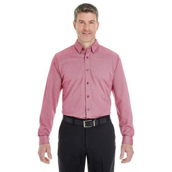 DG230 Devon & Jones Men's Cotton Blend Mlange Button-Down Burgundy Heather 3XL