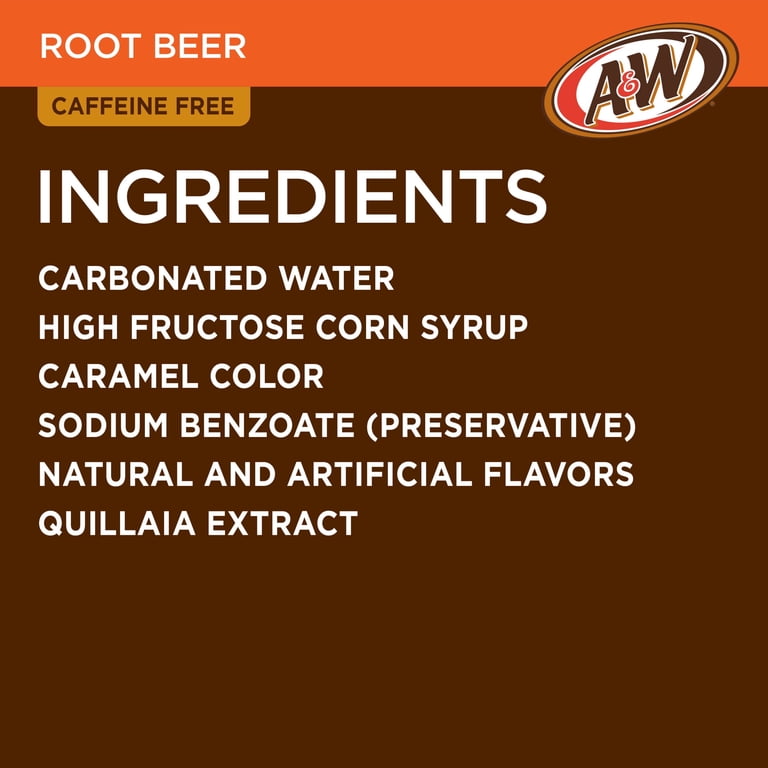 A&W Classic American Root Beer Soda, Caffeine-Free, 12 fl oz, 8