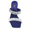 thumbnail image 3 of FSJ Women Graceful Rhinestone Double Strap Slide Sandals Slip On Square Open Toe Crystal Block Chunky High Heel Mule Dressy Shoes Size 8 Navy, 3 of 5