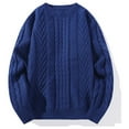 thumbnail image 2 of VNKIDY Men's Sweater Coat Autumn Winter Oversized Solid Color Cable Knitted Sweater Long Sleeve Crewneck Soft Thermal Loose Fit Jumper For Cold Weather Daily Casual Wear Leisure Knitwear, 2 of 3