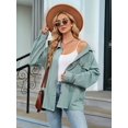 thumbnail image 3 of Womens Cable Knit Light-Weight Shacket Button Down Shirts Long Sleeve Casual Oversized Blouses Tops Green XXL, 3 of 8