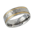 Men Women 7.5MM Comfort Fit Titanium Wedding Band Hammered Center Gold Men Women 7.5MM Comfort Fit Titanium Wedding Band Hammered Center Gold