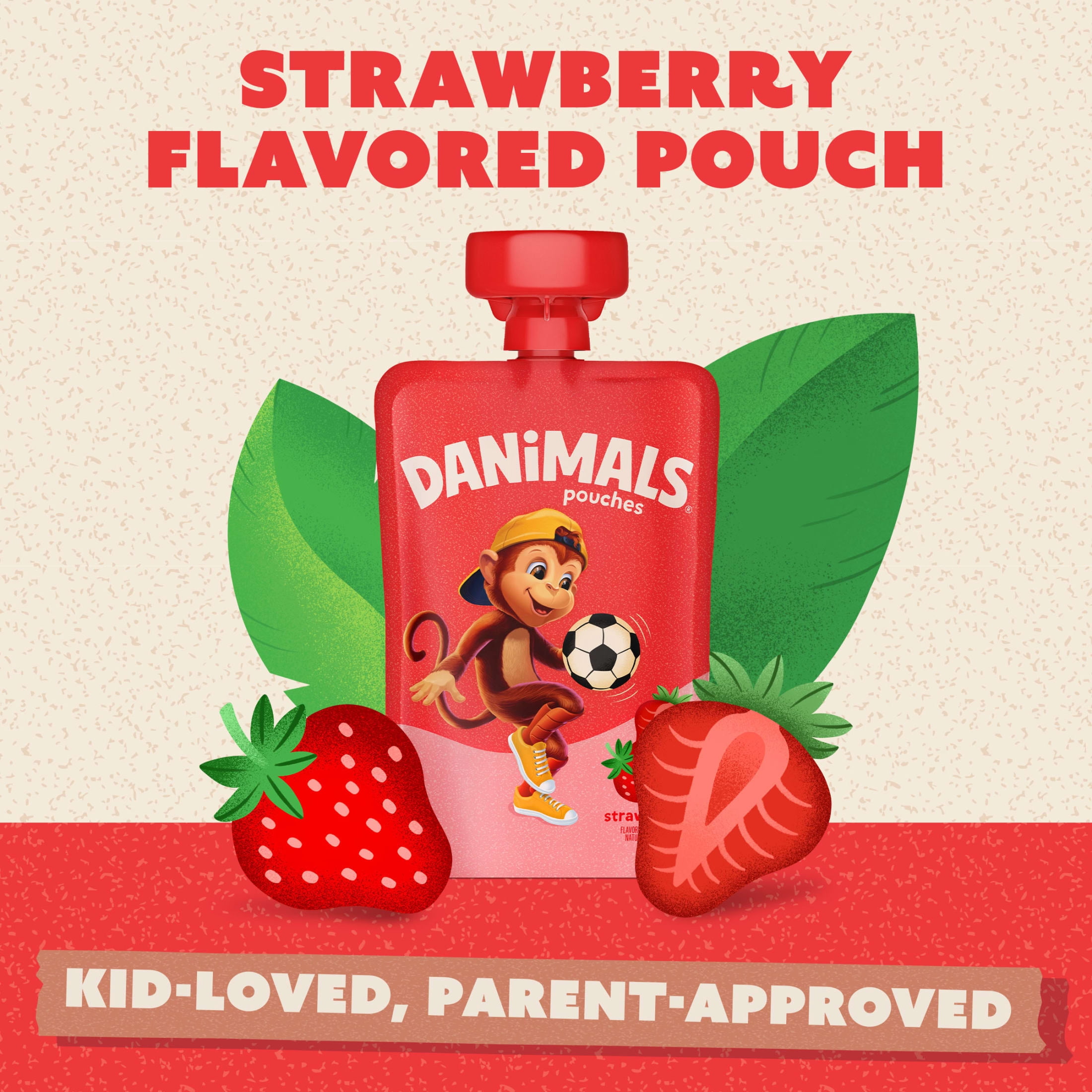 Danimals Strawberry Low Fat Yogurt Pouches 3.5 oz Pack of 4 with
