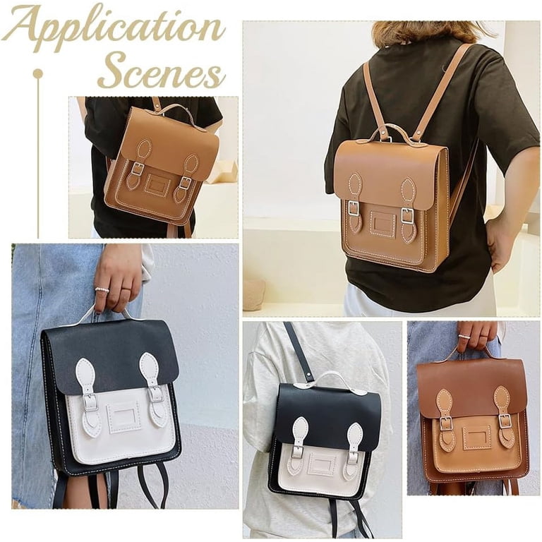 diy leather backpack kit WADORN Satchel Making Kit, PU Leather College School Bookbag Craft Sewing Women Vintage Handmade Messenger Bag Material Craft Tool Set Personalized Gift, 10.6x12.2 Inch, Brown A complete beginner can create a stylish top quality leather backpack at home DIY PU Leather Backpack Bag