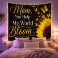 thumbnail image 2 of Mom You Help My World Bloom Sunflower on Wood Grain Background, Inspirational Boho for Flower Lovers, Loving Wall Art Decor, Mother's Day Gift Tapestry Wall Hanging for Living Room and Bedroom, 2 of 7