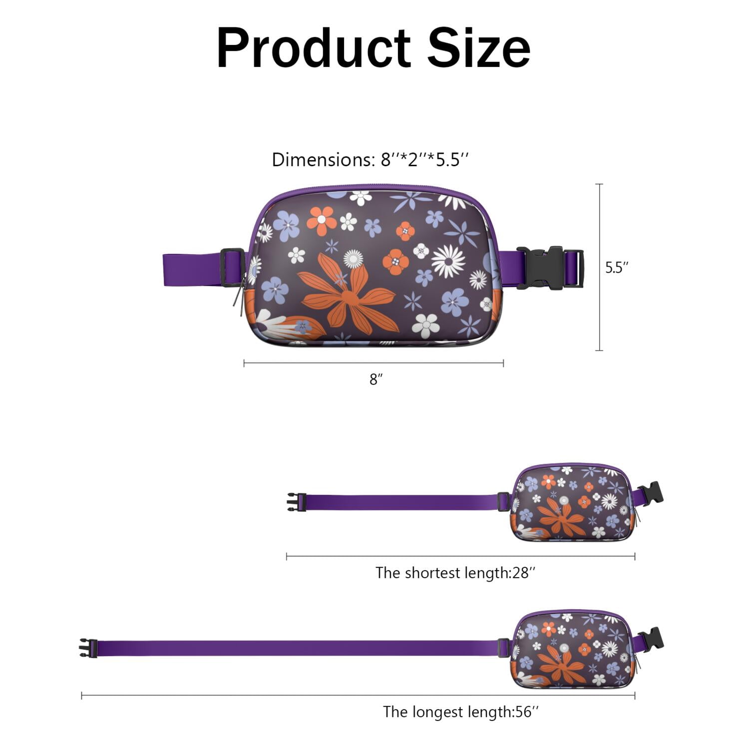 Retro Bloom Waist Bag – Boho Daisy Print Fanny Pack with Floral Wildflower Pattern for Cute Artistic Outdoor Style