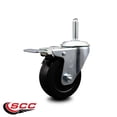 thumbnail image 2 of 4 Inch Hard Rubber Wheel Swivel 5/8 Inch Threaded Stem Caster Total Lock Brake, 2 of 2
