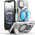 thumbnail image 1 of KOMI for iPhone 16 MagSafe Case with Adjustable Metal Camera Lens Cover Stand with 1 Screen Protector,[Military-Grade Protection] Rugged Heavy Duty Magnetic Case for iPhone 16 6.1" Grey, 1 of 5
