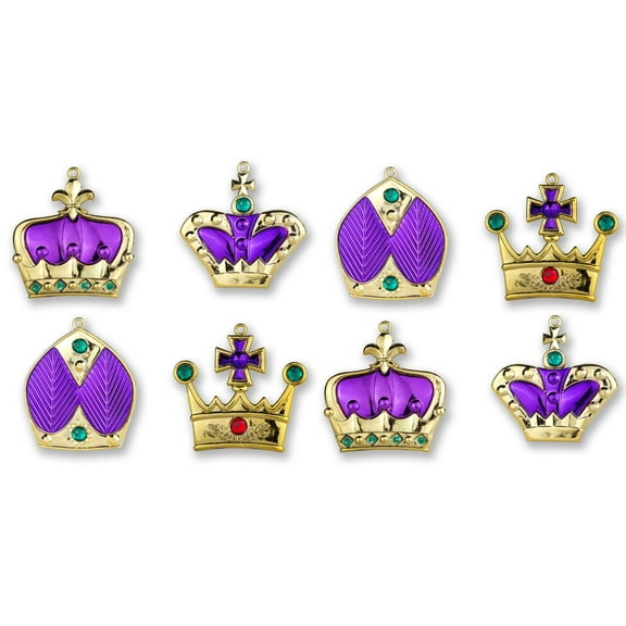 8 Pack of Purple Crown Ornaments