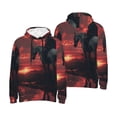 thumbnail image 6 of Bingfone Lone Rider Under Red Sky Men's Drawstring Hoodie Long Sleeve Pocket Sweatshirts-Large, 6 of 6