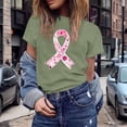 thumbnail image 2 of Women's Casual Round Neck Short Sleeve T-Shirt Featuring Cancer Awareness Ribbon Print for Everyday Comfort and Support, 2 of 5